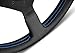MOMO Motorsport Montecarlo Street Steering Wheel, Black Leather Grip, Brushed Black Anodized Spoke Finish, Blue Stitching, 350mm