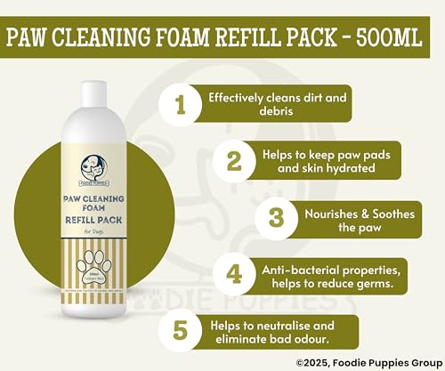 Image of Foodie Puppies Dog Paw Cleaning Foam with Mist Fragrance - (500ml Refill) for All Dog Breeds | Aloe Vera Extract | Gently Nourishes and Soothes Paws Effectively Removing Dirt, Mud & Grime
