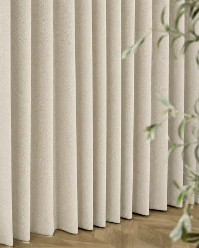 Image of Graywind Motorized Curtains with Track, Room Darkening Smart Curtains, Rechargeable Curtains Works with Alexa & Remote Control for Large Windows, Custom Drapes Up to 207 inch, Cadence Weave (Oatmeal)