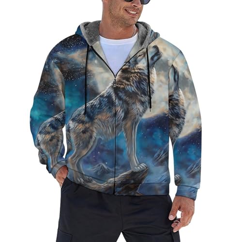 Pull en polaire mélangé épais avec capuche et fermeture éclair pour homme