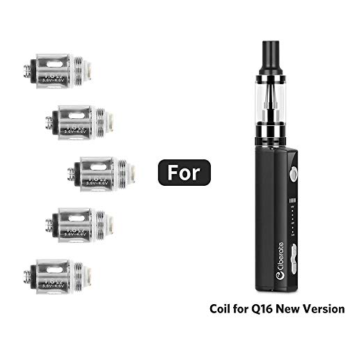 Ciberate, 5 Pcs Original 1.6 ohm Atomizer Core, Coil for Ciberate Q16 New Version Vape Starter Kits, E Cigarette Vaporizer, Electronic Cigarette Vaping Starter Kit Clearomizer, No Nicotine