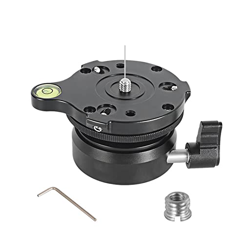 DASNTERED Tripod Leveling Base, Aluminum Alloy, Adjusting Plate, DY60N-B/A Screws, Bubble Level, 3/8'' Bottom Thread, Black, Camera Compatible