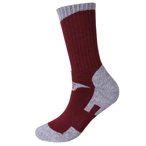 Image of EnerWear 6 Pack Women's Wool Outdoor Hiking Trail Crew Sock (US 9-11, Wine /Black)
