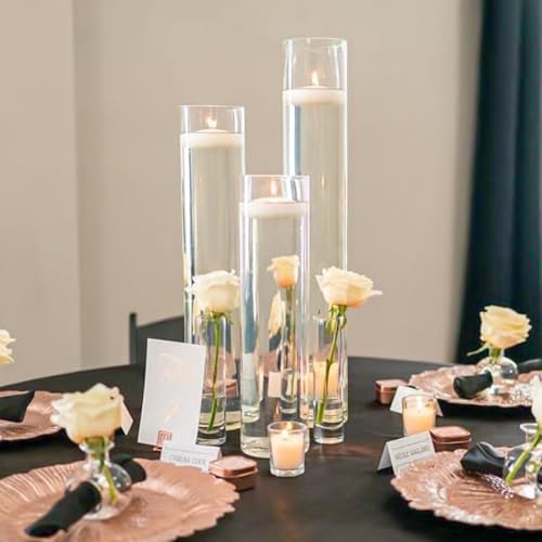 Vases cylindriques en verre transparent pour centres de table de fête - 7