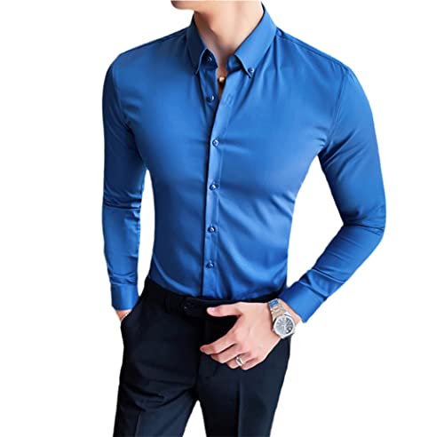 Chemise ajustée homme bleu marine style britannique pour en finir avec les hauts trop larges