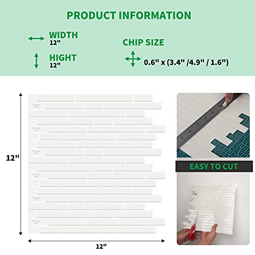 Longking 10-Sheet Self-Adhesive Peel And Stick Backsplash For Kitchen, Vinyl Decorative Tiles (White) #TOP7
