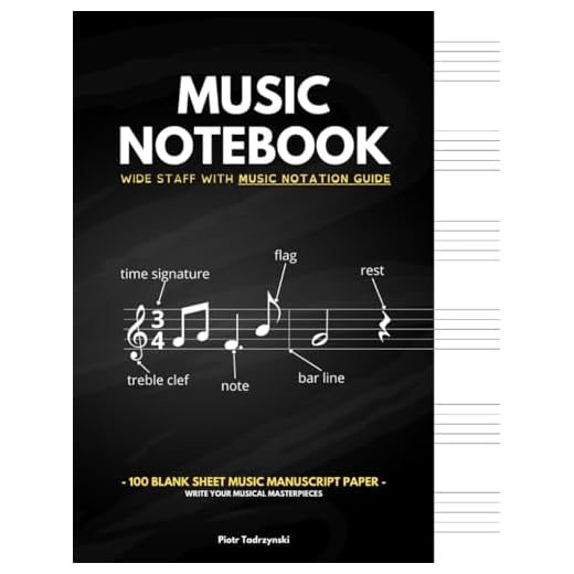 Music Notebook Wide Staff with Music Notation Guide: 100 Blank Sheet Music Manuscript Paper | 6 Staves Per Pages | Write Your Musical Masterpieces