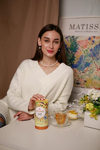 Loose Leafs Assorted Tea By Lovare Made In Ukraine - Black And Green, Floral, Passion Fruit, Huchlebbery Herbal Set With Flowers - Gift Box For Blooming Tea Lovers Men & Women - 80 G (Alpine Herbs) #TOP6