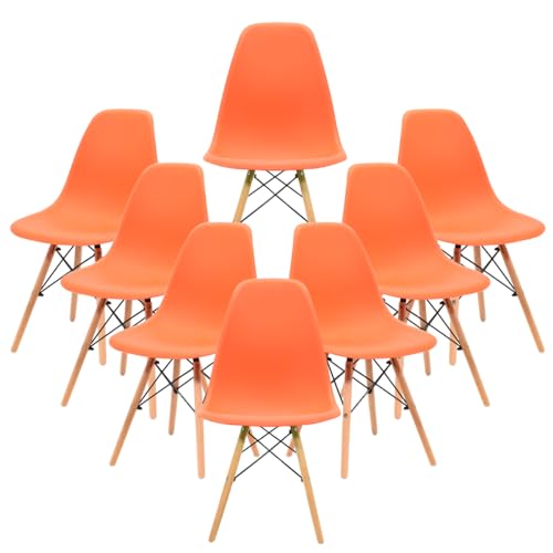 Sillas, Home Set De 8 Sillas Tipo Eames Modernas Minimalistas para Comedor Oficina Recibidor Recepción Color Naranja