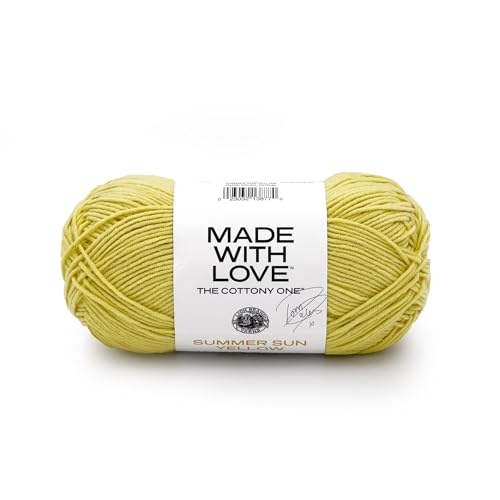 Image of Lion Brand Yarn Made with Love The Cottony One Yarn for Crocheting, Knitting, and Crafts, Summer Sun Yellow, 1 Pack