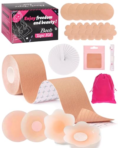 La mejor comparación de Cinta adhesiva para lencería para Mujer al mejor precio. 41 Kit de cinta para pechos, cinta para levantamiento de senos con pétalos y cubiertas, cinta adhesiva adhesiva Boobytape para brasier, cinta transpirable para levantamiento de...