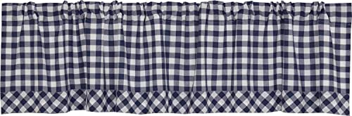 Piper Classics Vintage Check Blue Valance 16" L X 72" W, Farmhouse, Country, Cottage, Checked Gingham #TOP1