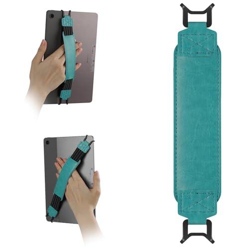 HoYiXi Soft Hand Strap for 9-11 Inch eReaders & Fire Tablet Compatible with Fire HD 10/iPad 9.7 /iPad mini/Galaxy Tab A8 A9/Huawei Lightweight Black High-Elasticity Finger Grip Holder -Cyan