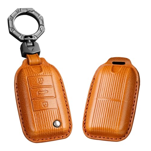 ontto Funda plegable para llave de coche de piel, funda para llave Roewe RX5 MG3 MG5 MG6 MG7 MG ZS GT GS 350 360 750 W5 funda protectora 3 botones llavero accesorios marrón