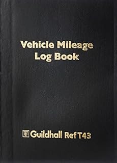 Exacompta - Ref T43Z - Guildhall' Vehicle Mileage Log Book (60 Pages) - 149 x 104mm in Size, 14 Entries Per Page, Pre-Printed Pages - Black Vinyl Cover