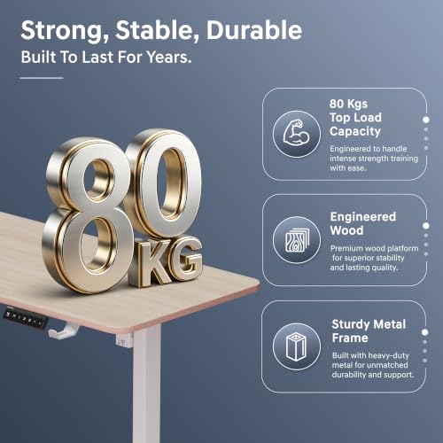 Image of Velocity Electric Height Adjustable Desk for Office Work | 80 Kg Weight Capacity | 5 Year Warranty | Sit-Stand Ergonomic Table | 3 Memory Preset (Ork, Table top - 100cm)