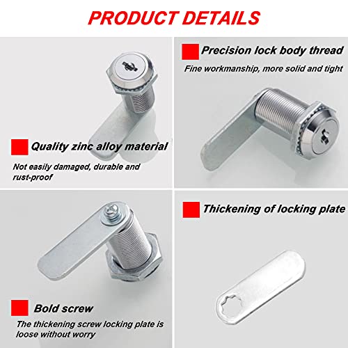 Evan 5 Pack Cam Locks Keyed Alike, File Cabinet Lock With Keys,1-1/8" Cabinet Cam Lock For Secure Files Drawers Mailbox Rv Camper Door Storage Tool Box Replacement Locks #TOP1