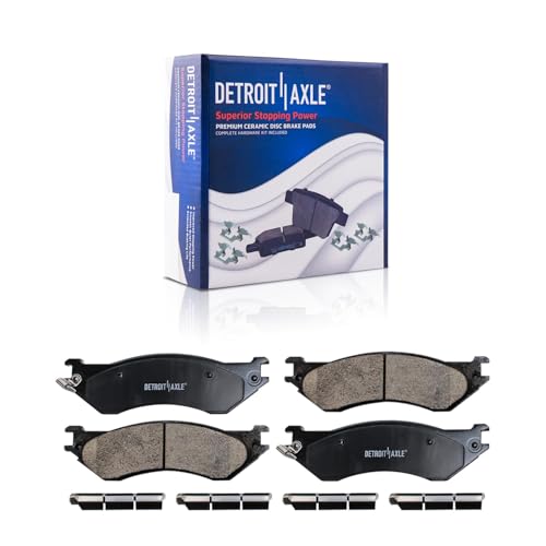 Image of Detroit Axle - 4pc Front Brake Kit for 4WD 2000-2001 Dodge Ram 1500 | Disc Brake Rotors Replacement Ceramic Brake Pads - 5-LUG Rotor