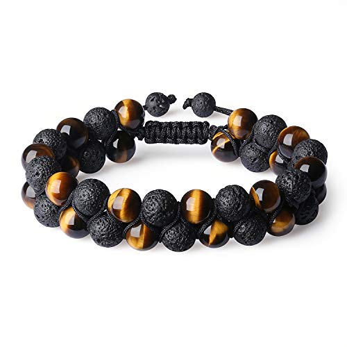 Bracelet 2 rangs pierres véritables cadeau idéal pour homme et femme