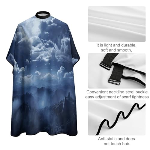 Capa para corte de cabello con luna llena y cielo nuboso miniatura 4