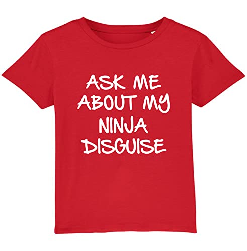 Image of Ask Me About My Ninja Disguise T-Shirt, Funny Fancy Dress Prank Costume Flip Unisex Kids Adults Flip Top (Red, L)
