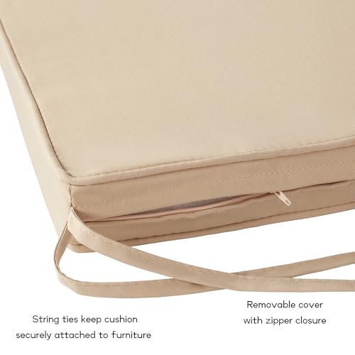 Greendale Home Fashions Outdoor 18 inch Square Patio Dining Chair Pads – Comfortable Fiber-Filled Seat Cushions with Ties, Reversible Polyester Fabric - Stone, Set of 2 by Greendale Home Fashions - Used condition - Image 3