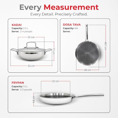 Image of Vinod Grandior Pro Triply Stainless Steel Cookware Set - 4 pcs
