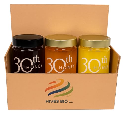 30th Honey | Miel ecológica | Pack de 3 X 450gr personalizable | Certificado Halal | Primera calidad