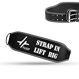 PULSEFIT Weightlifting Belt, Black Leather, Double Prong Buckle, Strap In Lift Big Design