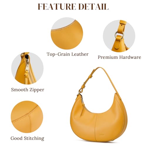 Image of S-ZONE Top Grain Leather Shoulder Bags for Women Hobo Crescent Bag Handbags Purse