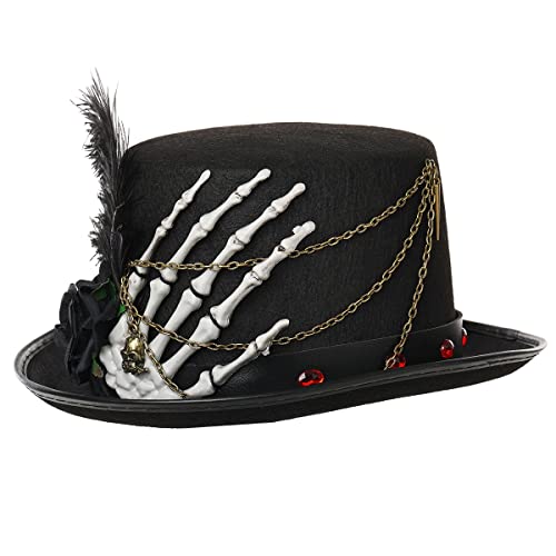 Image of Women Voodoo Hats Witch Doctor Top Hats Skull Feathers Hat