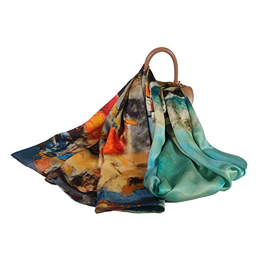 FELOVE 100% Seda Flores Mujer Bufandas de Morera Grande Chal Wraps Estolas...