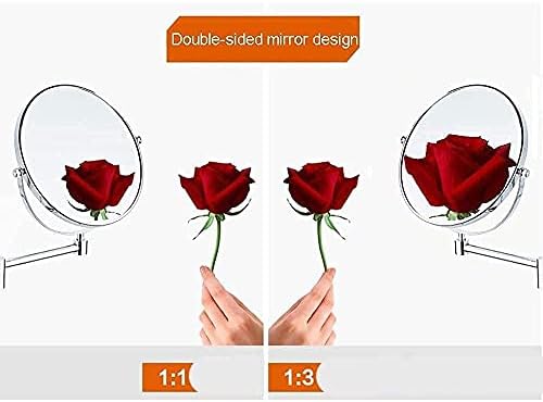 Makeup Mirror Vanity Bathroom, Beauty Wall- Mounted Folding Magnifying Double- Sided for Hotel Cosmetic(Nickel Wire Drawing) image 5
