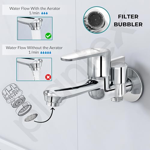 Image of Plantex Pure Brass 2 in 1 Tap for Washing Machine /2-Way Bib Cock for Bathroom with Water Saving Aerator /Bib Cock with Brass Wall Flange and Teflon TapeTape (DOL-2305, Chrome)