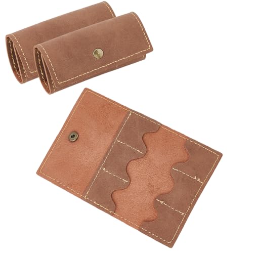 SUPERFINDINGS 3 Stück Leder Plektrum Halter Brauns Gitarrenplektron Etui Sortiment Packung Picks Tasche Bass Picks Beutel 15.6x10cm Druckknopf Pick Kartenhülle Geschenk für Reise Aufbewahrung
