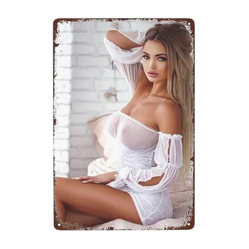 Metal Tin Signs Sexy Poster Pin up Girl Hot Woman boobs Posters Wall Decor Funny Bathroom Sexy Art Decor Home Bar Garage Man Cave Decoration 8x12 Inch