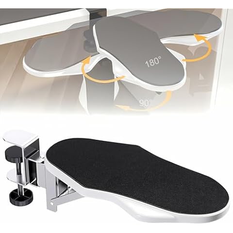 Computer Arm Rest for Desk, 180° Adjustable Rotating Desk Extender Tray, 90° Foldable Elbow Arm Support, Ergonomic Desk Arm Wrist Rest Shelf for Home and Office Cover