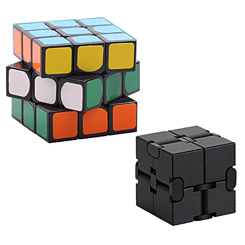 Infinity Cube 3x3 Speed Cube 2 in 1 Set, Fidget Magic Puzzle Cube Toy Set, Fidgeting Game and Mini Relaxing Gadget for Kids and Adults, Stress Anxiety Relief and Kill Time (Galaxy Solar System)