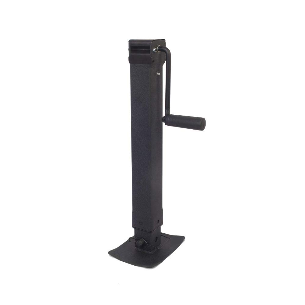 Trailer Valet Blackout Series 7K Direct Weld Side Wind Jack - 15" Travel, 7000lbs Capacity, 3:4 Gear Reduction, Internal Sleeve for Durability, 700-Hour Water-Resistant Wrinkle Black Powder Coating