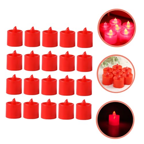 Velas LED Votivas Rojas sin Llama con Batería de Botón y Luces Suaves 5