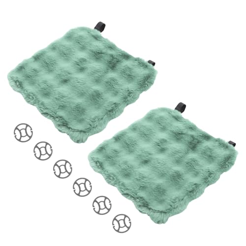 X AUTOHAUX もこもこカーシートクッション 可愛い・おしゃれシートカバー 運転席 助手席 後部座席 軽自動車 ロングファー 座布団 車用シート滑り止め フワフワ グリーン 2枚セット（運転席+助手席)