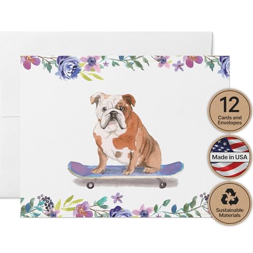 Image of Twigs Paper English Bulldog Thank You Cards, 12 Dog Stationery Note Cards