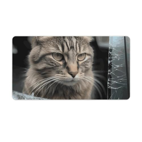 Tapis de souris de jeu chat brise le verre grand format pour bureau et maison