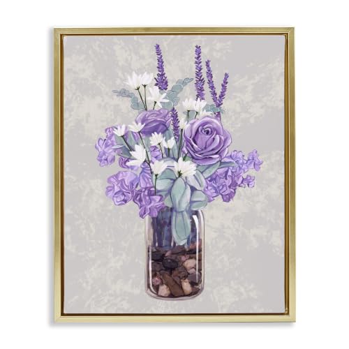 Mixed Purple Bouquet Floral, 16 x 20 Inch Canvas in Floater Frame