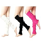 JYNXOR 3 pares calentadores de piernas, Calentadores Piernas Mujer, mangas para las piernas de punto de los años 80 para niñas, mangas para las piernas acanalados, calentadores de rodilla para mujer