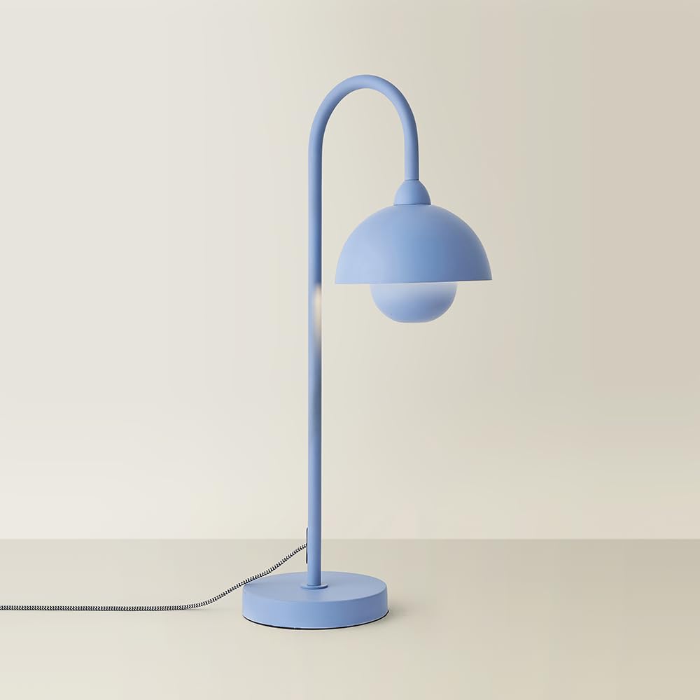 Valuelights Unisex Bright Blue Tilly Pastel Arched Dome Shade Metal Table Lamp With Led Bulb In