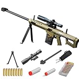 Topsky おもちゃの狙撃銃セット 120cm長 バレット スコープ付き 弾丸20発&マガジン付属 バイポッド搭載 15m射程 イエロー