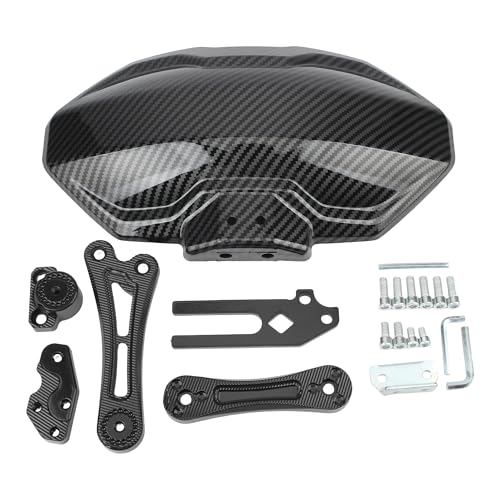 Precautions for the assembly of the front mudguard extension part no.56410801B 3 PowerMotor Rear Wheel Mudguard Universal CNC Carbon Fiber Fender Cover Back Mudguard Protector Replacement for Navi NSS350 FORZA350 ADV350 NSS350 Forza350 Motorcycle Mini Pocket Scooter Bike (Black)