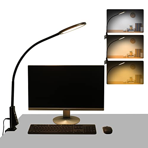 Hdtime Led Desk Lamp With Clamp, Eye-Caring Clip On Lamp For Home Office, 5 Lighting Modes With 5 Brightness Levels, Flexible Gooseneck Swing Arm Architect Task Table Lamps #TOP21