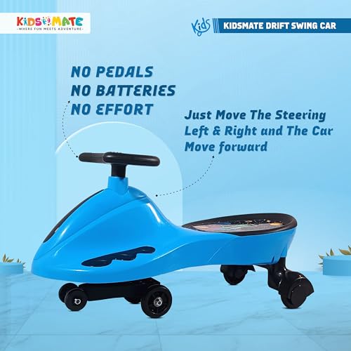 Image of Kidsmate Drift Swing Car for Kids - Ride-On Toy with PU Wheels, Non-Slip Pedals, and 360 Rotating Steering for Easy Navigate The Car for Ages 3 and Up -Blue 1